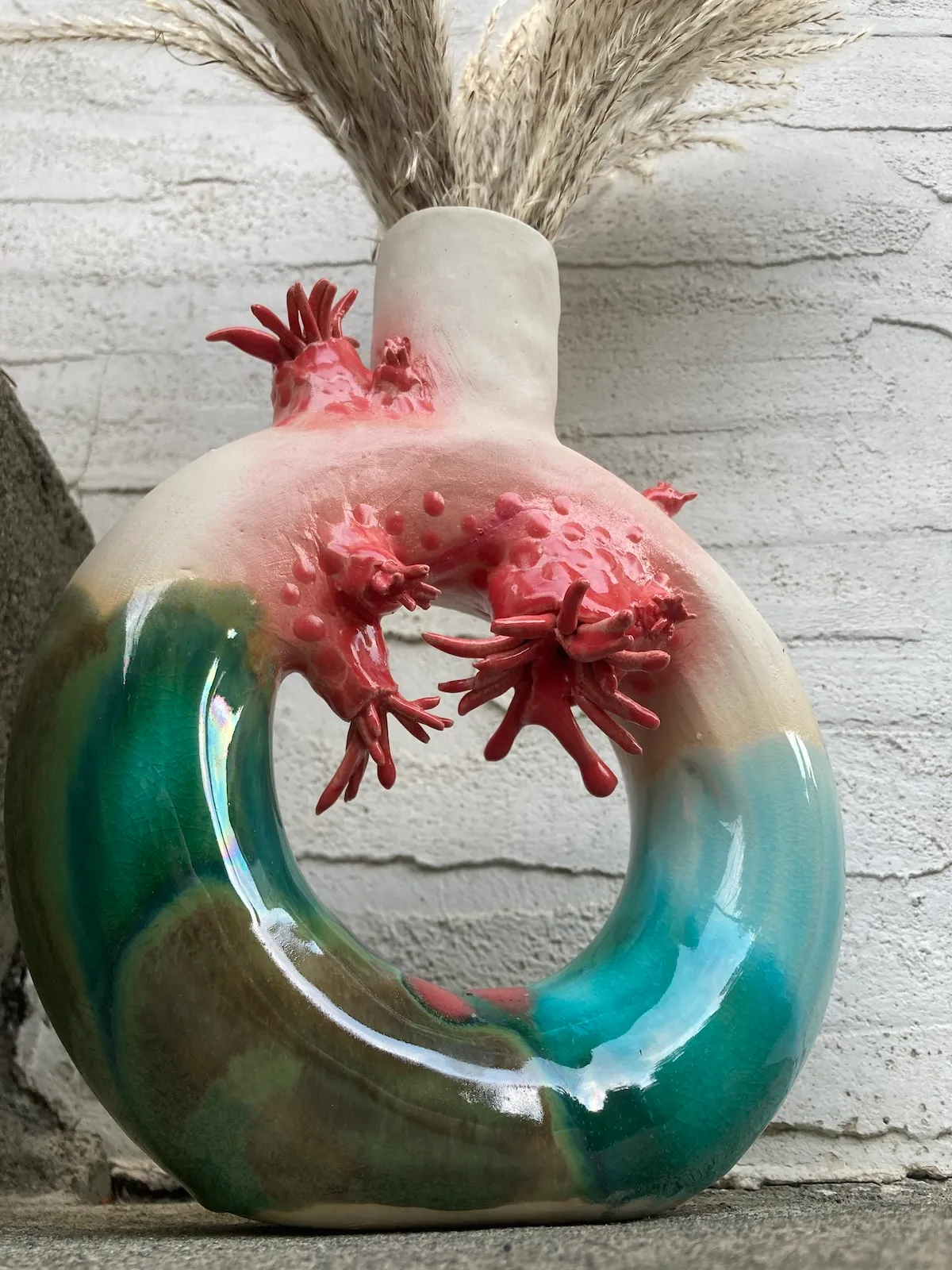Ceramic vase decorated with sea anemones