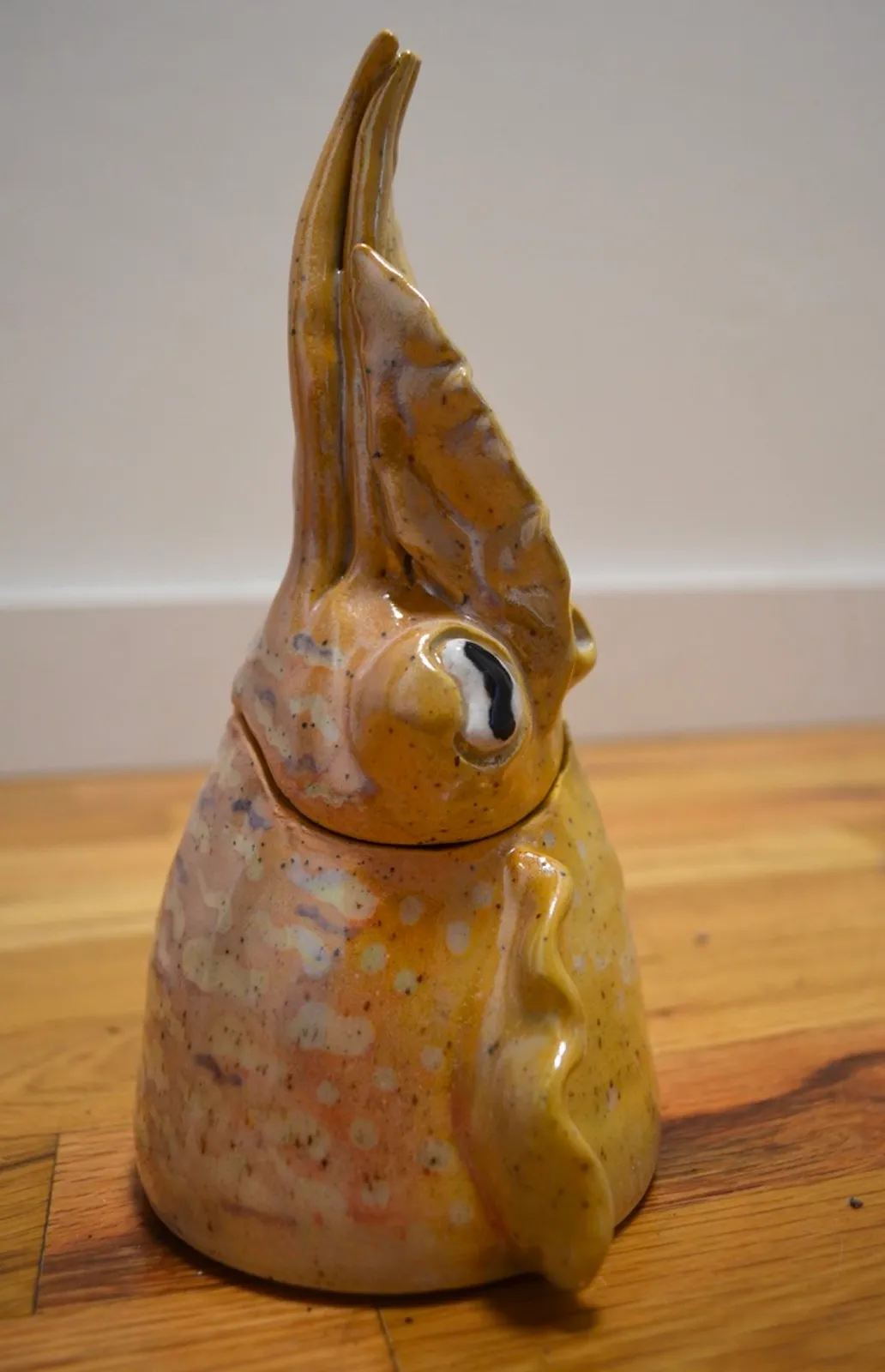 Hand-built ceramic cuttlefish container
