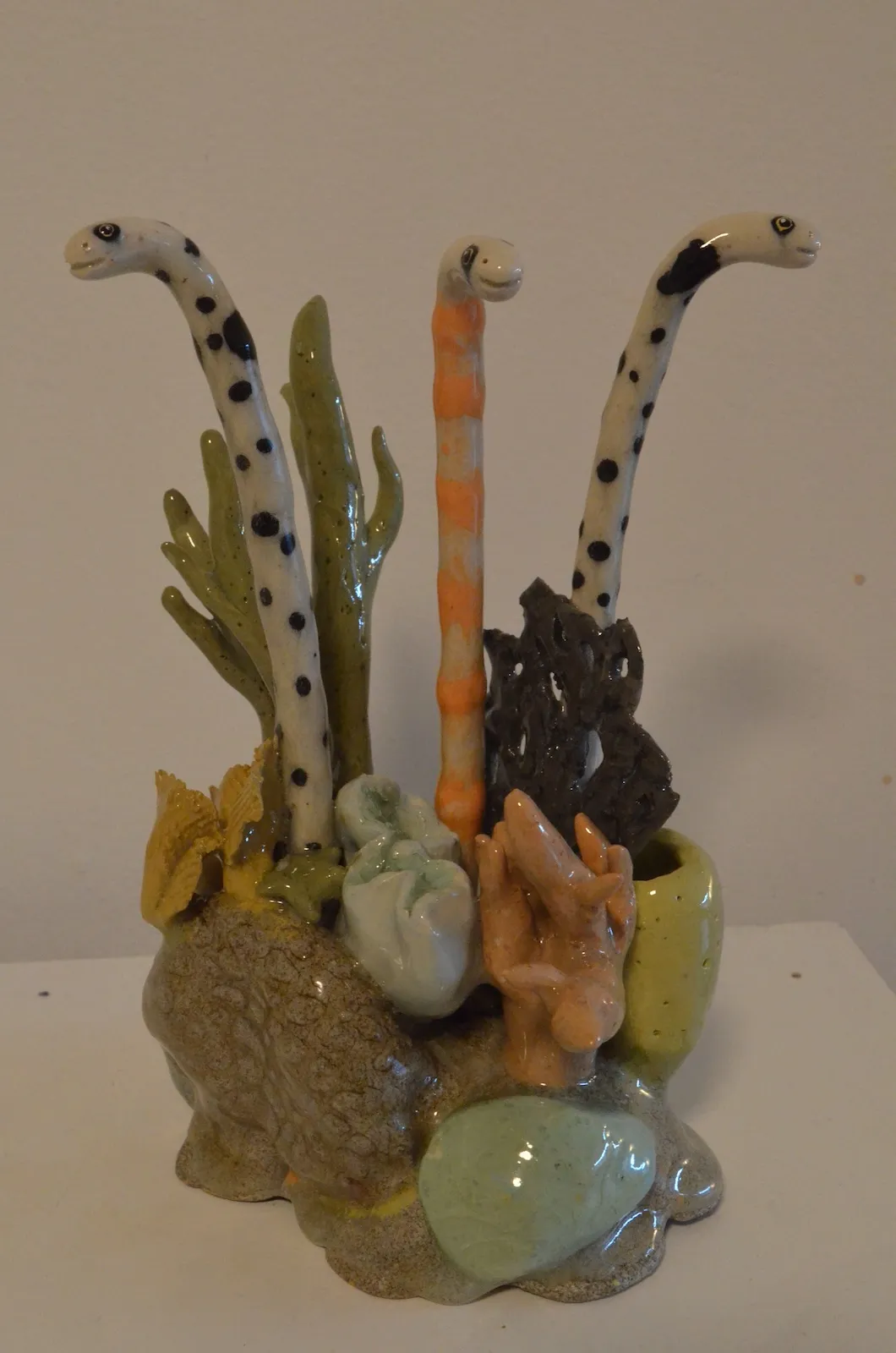 Ceramic reef sculpture with garden eels